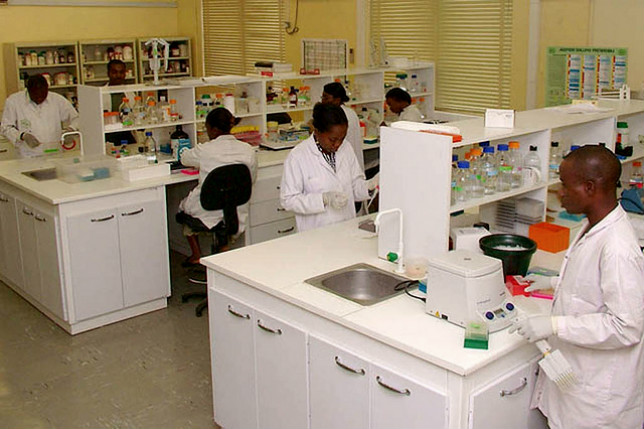 Researchers in biotechnology laboratory