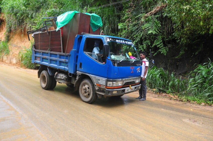 Villagers in Ambalakanda, 15 kilometres from a landslide site, moving out their belongings after the area was declared high-risk by authorities.
