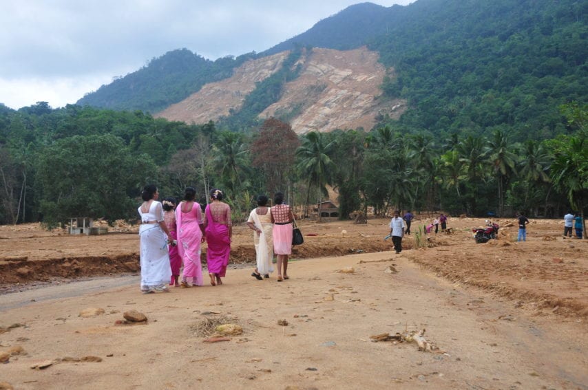 Sri Lankans turn disaster-tourists. A wedding party stops by the landslide zone to satiate their curiosity.
