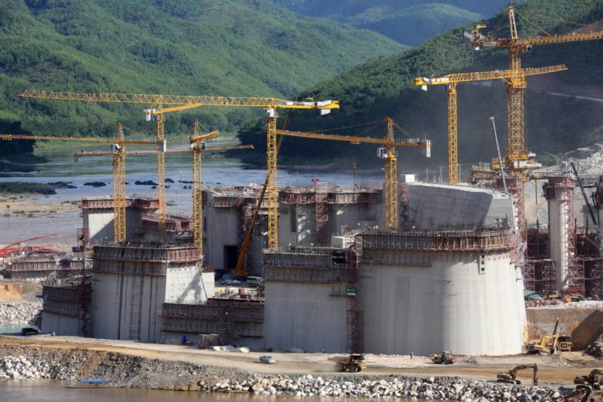 Cranes tower over the gates that will eventually regulate the flow of the Mekong, the world’s 12th longest river, letting through almost 4,000 cubic metres of water each second. The dam is expected to generate up to 1,285 megawatts of power
