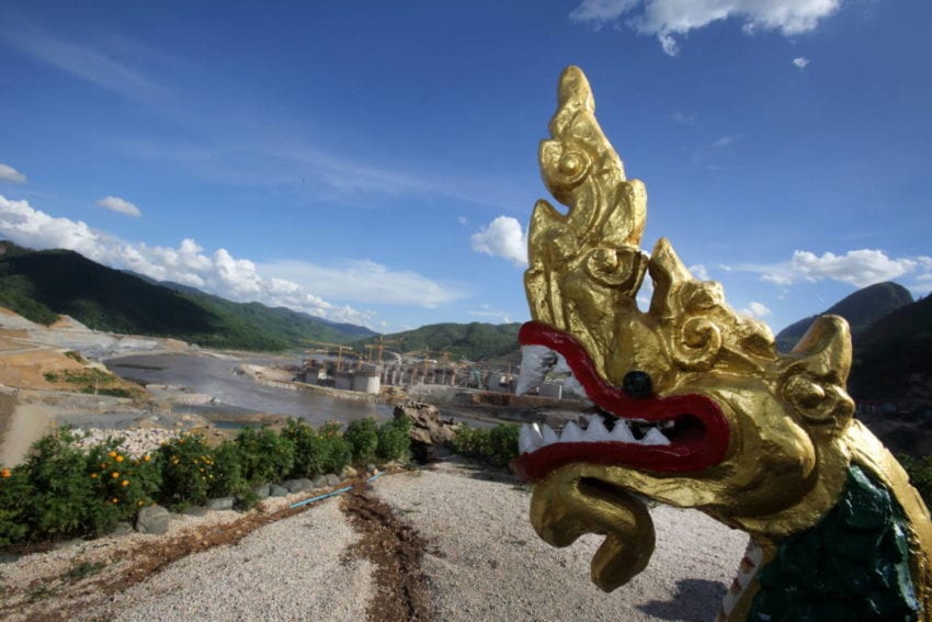 The project’s Thai and Lao management have built a small shrine downstream of the dam with a river dragon, or Naga, that is meant to protect the location. The dam is being built by a Thai construction firm and financed by Thai banks 
