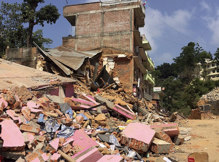 Destroyed building Nepal quake 2015