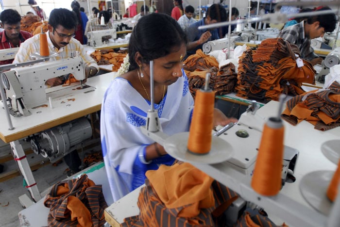 Workers at a textile factory