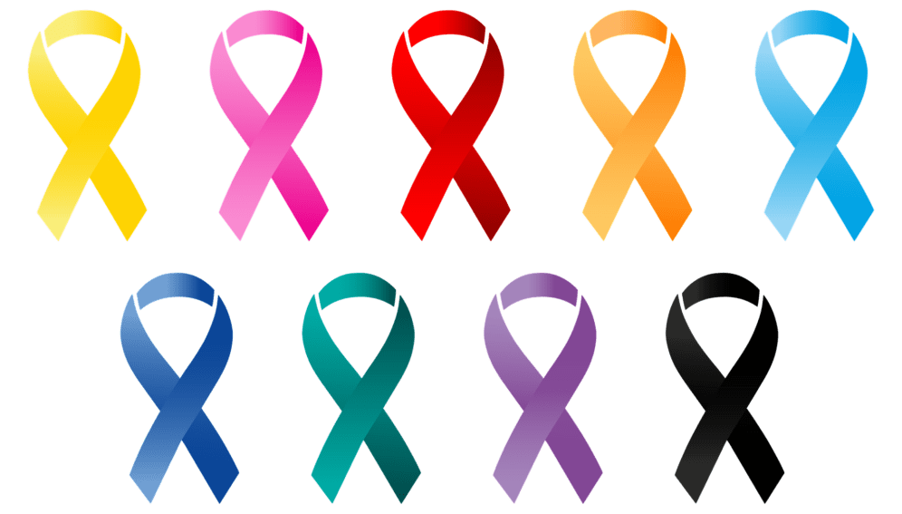 All cancer ribbons