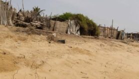 The throes of erosion behind the houses next to Pure Plage in Lomé.