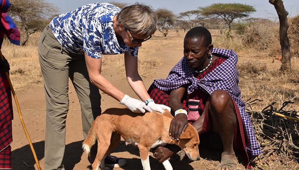 Dr. Cleaveland vaccinating dog - Main