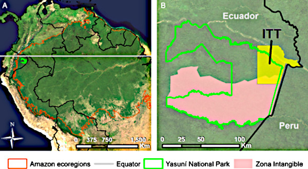 Map showing location of the Yasuni ITT area.