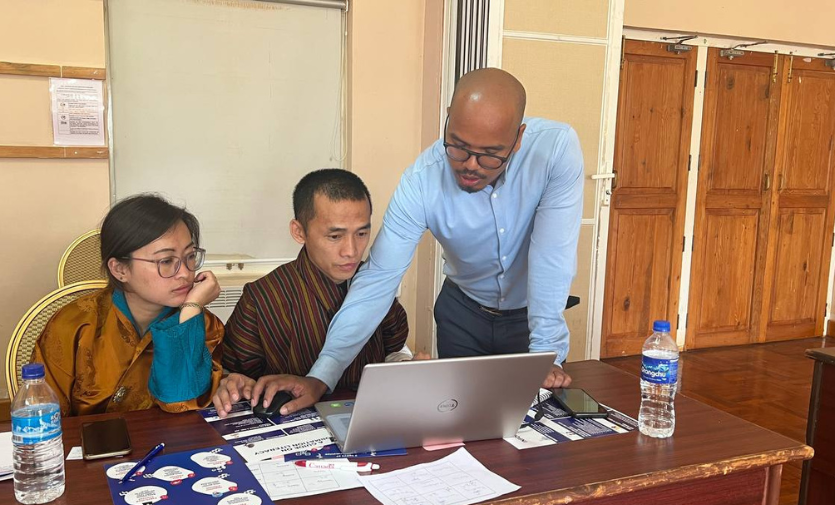 Fact-checker Bharat Nayak, right, attends a workshop for the High Commission of Canada, India at Royal Thimphu College, Bhutan, in June 2023. Photos courtesy of Bharat Nayat.