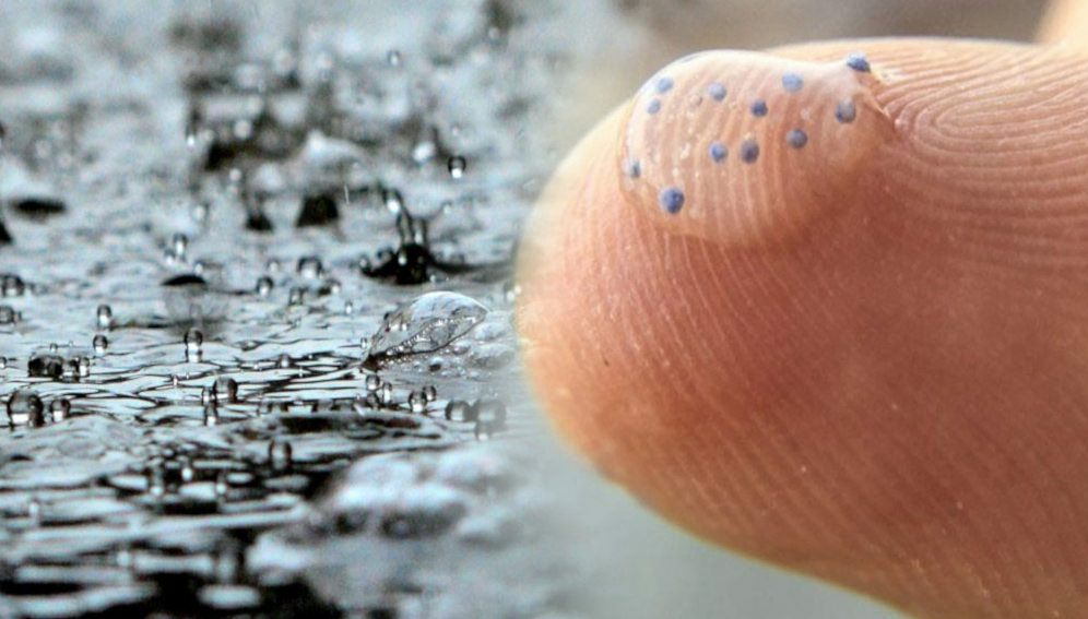 Microplastics on a thumb