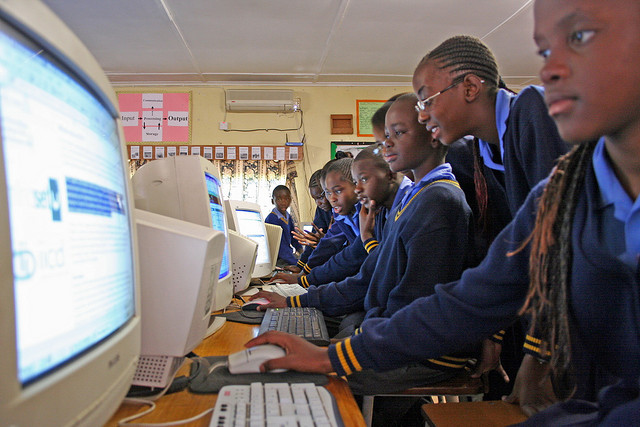 Rhodes Park School Pupils in the School Computer Lab