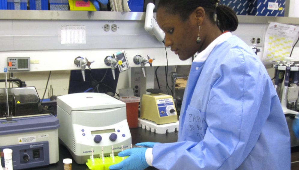 A researcher in the bio lab