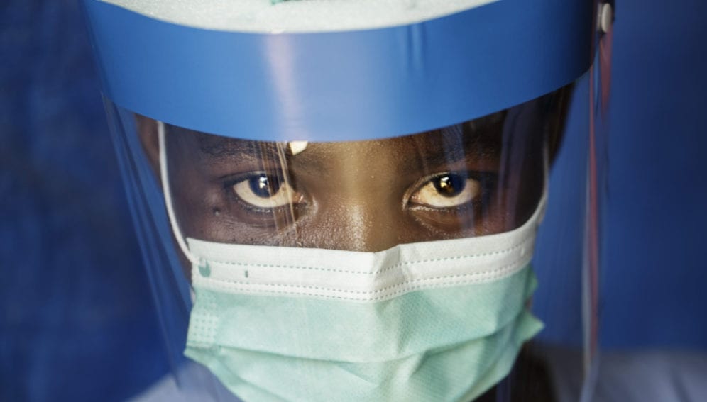 An Ebola health worker