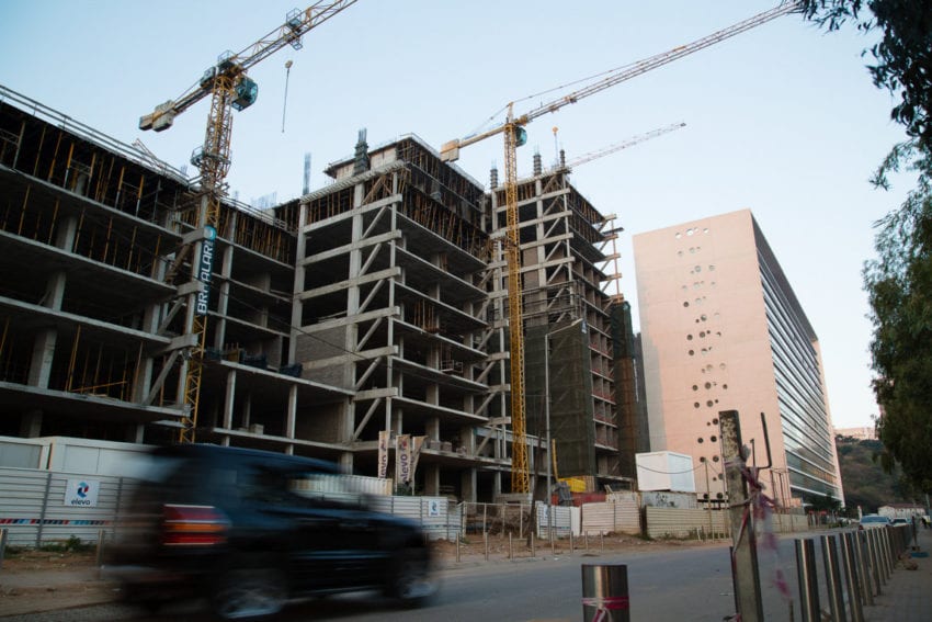 Offices being built in central Maputo, southern Mozambique. The construction industry is booming, with property prices in the city centre more than doubling in the past five years
