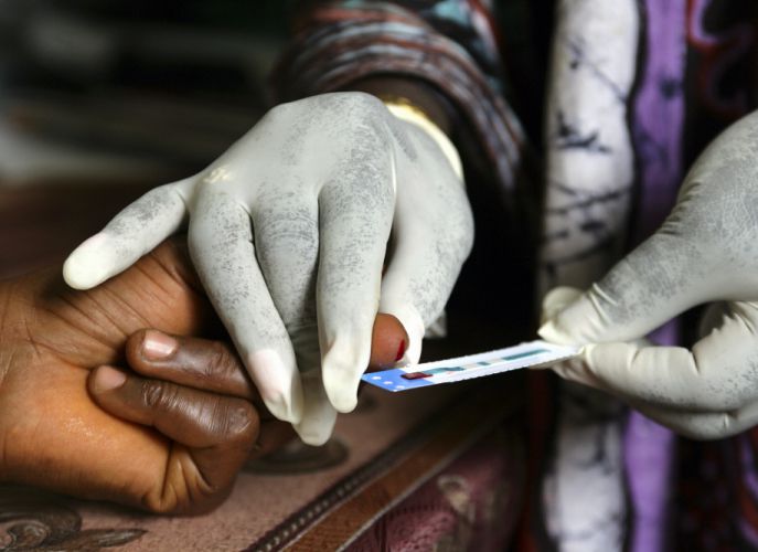Rapid HIV test at a clinic