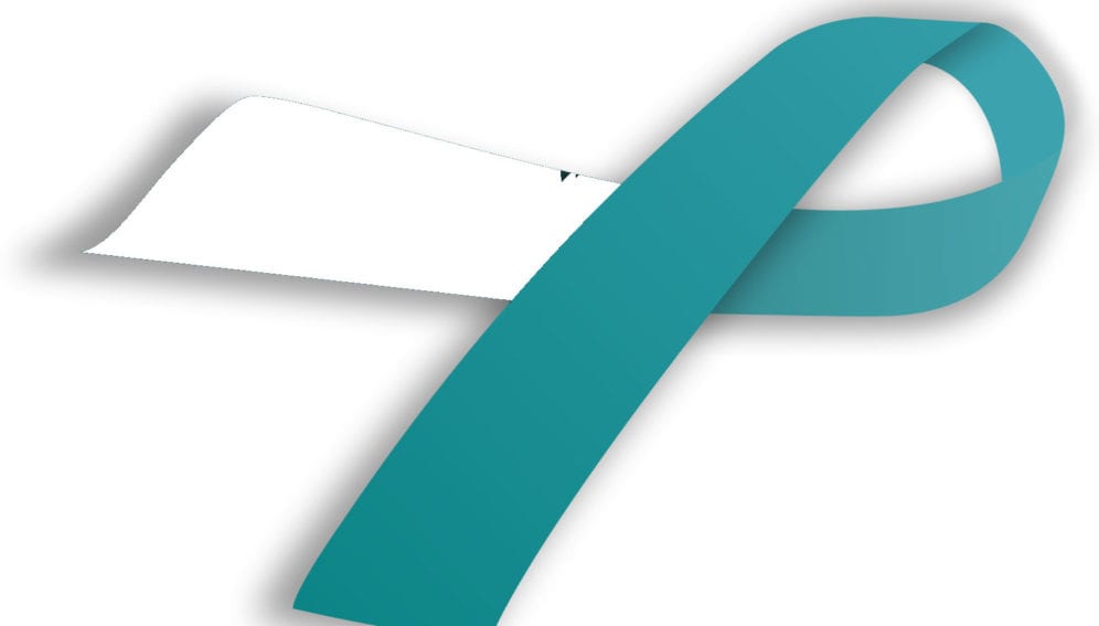 Teal and white  ribbon