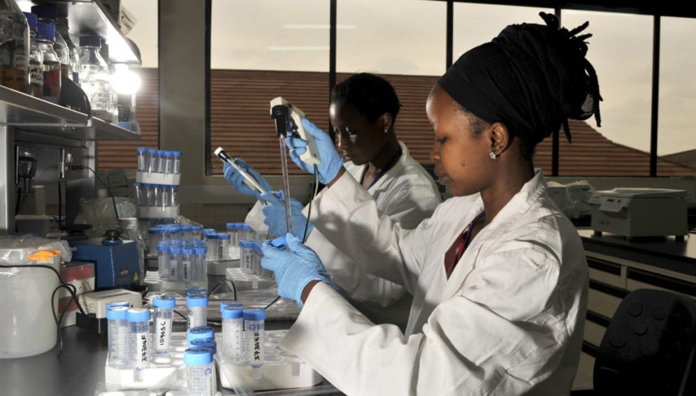 Women working in the advanced animal health laboratories of ILRI