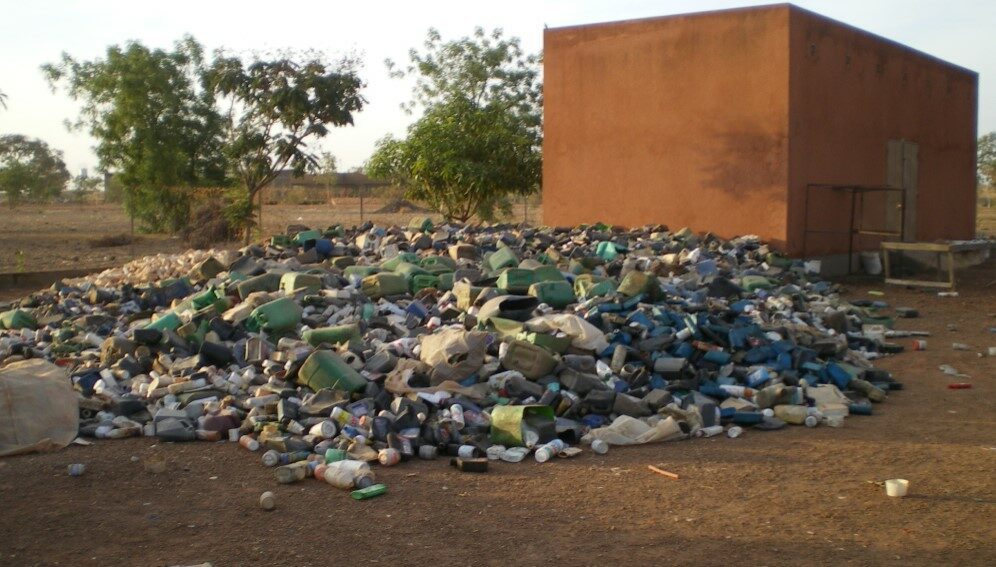 Collected plastic bottles as raw material