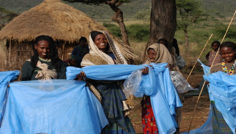 Women holding nets