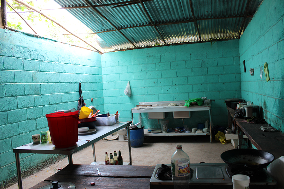 A kitchen space set up by the women’s cooperative. The plan was to open a restaurant for local fishers. It is ready – “but we have a big problem”, says Jimenes Mora: there is no electricity. They say other enterprises have access, but their connection was refused on the grounds of the mangrove being a protected area.
