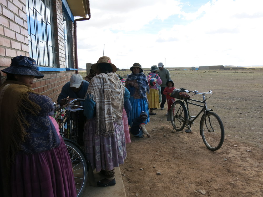 Women outside the Milk Transformation Centre in Colquencha, Bolivia. “Before the organisation came, people here didn’t know anything, [about dairy production]” says Malik Aymara, a community member. 
