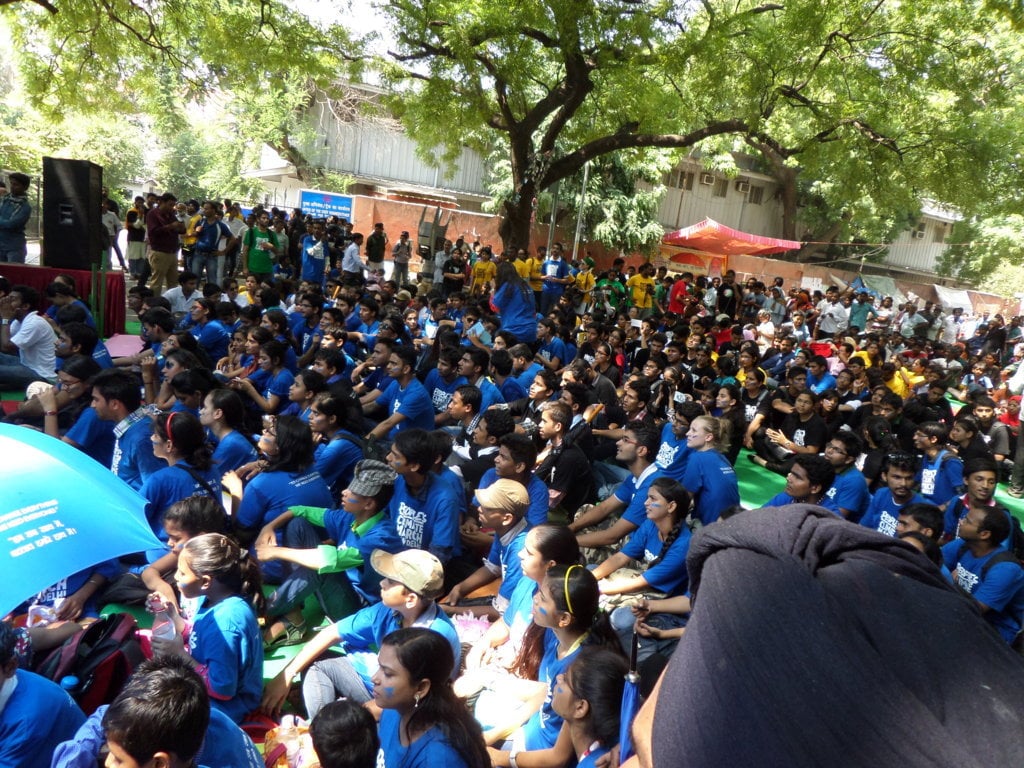 New Delhi. Gaily-coloured shirts and youthful faces were the order of the day.
