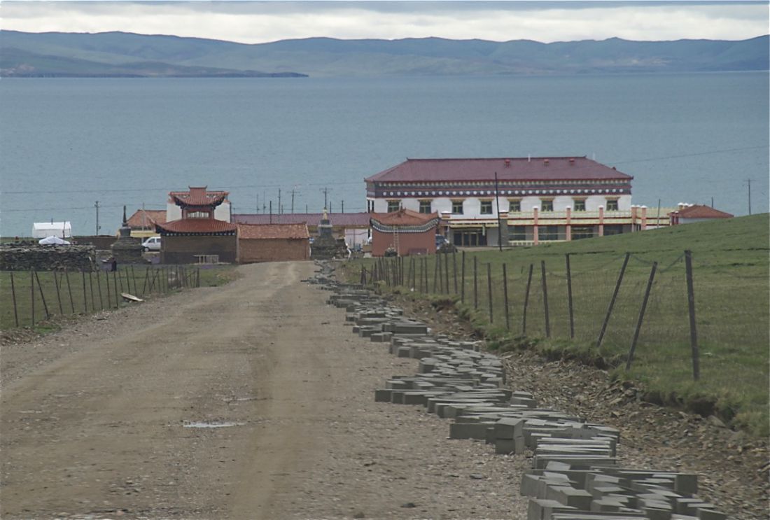 As the Chinese government moves Tibetan herders off their land in the name of protecting grasslands, there is a rush of infrastructure construction across the plateau, such as this hotel near Lake Erling in the supposedly protected heart of the Sanjiangyuan National Nature Reserve
