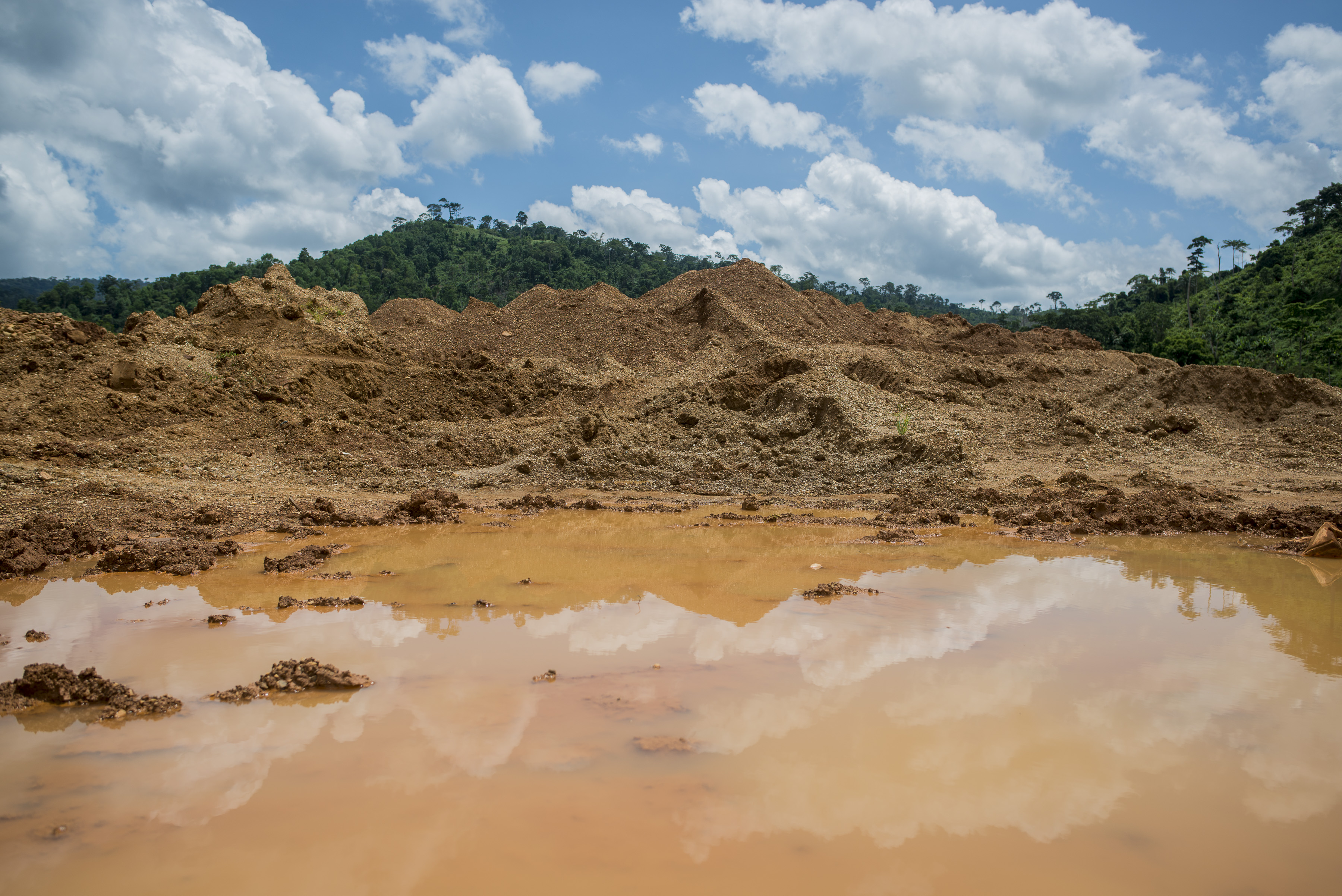 A degraded mining legacy left after the excavation done in search of gold-containing ores.
