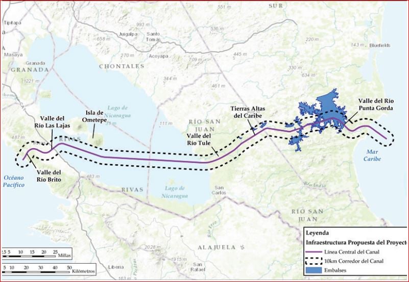 Trazado Canal de Nicaragua ERM
